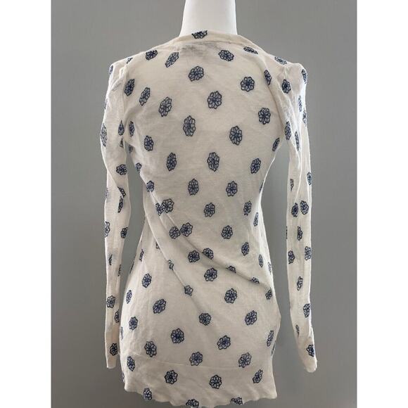 Ann Taylor LOFT White Blue Floral Lightweight Open Cardigan Sweater Size XS - Picture 6 of 6